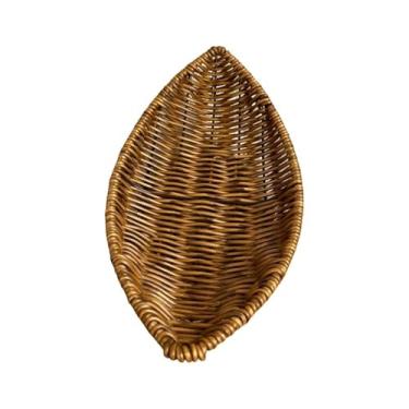 Imagem de Suporte de frutas em forma de folha, exibição de pão, cestas de prato de frutas, cesta de tecelagem de vime, suporte de fruteira (pequeno)