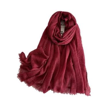 Imagem de Cachecol Longo Monocromático Retro Para Mulheres, Cor Sólida, Comprime