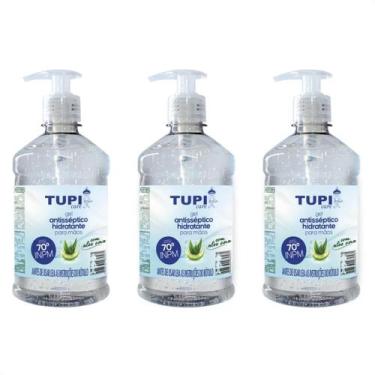 Imagem de Kit 3 Álcool Gel Tupi Antisséptico Hidratante 440g Aloe Vera