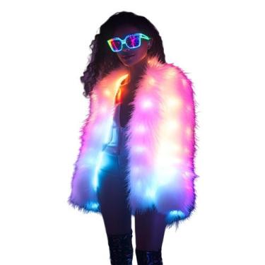 Imagem de Jaqueta de pele sintética SHINYOU LED Light Up Coat Feminina Plus Size