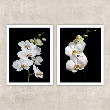 Imagem de Kit 2 Quadros Fotografia Orquídeas Brancas 45X34Cm - Vidro