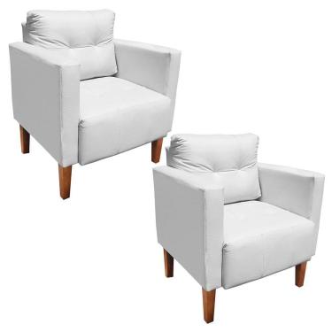 Imagem de Kit 02 Poltronas Lívia Corino Branco Pés Chanfrado Drossi