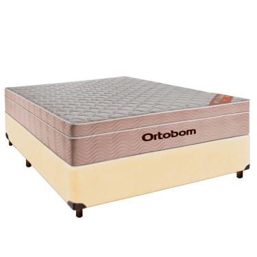 Imagem de Cama + Box Bege E Colchão Molas Ensacadas Casal - Airtech Ortobom