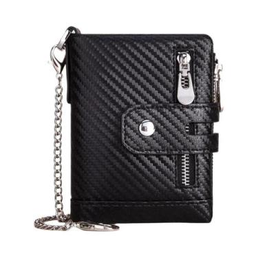 Imagem de Carteira Bifold Masculina De Fibra De Carbono Com Bloqueio RFID, Porta