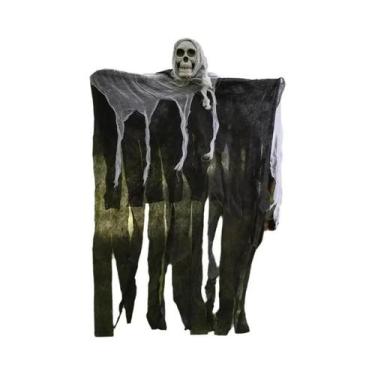 Imagem de Decorações De Halloween: Fantasmas E Caveiras Penduradas Em Tecido De 