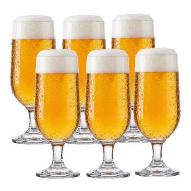 Imagem de Jogo 6 Copo De Cerveja Taça De Vidro Chopp Eden Transparente 300ml G4u Class Home