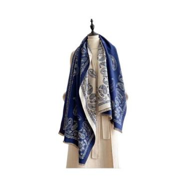 Imagem de Cachecol Feminino De Luxo Para Inverno Em Caxemira, Quente, Com Estamp