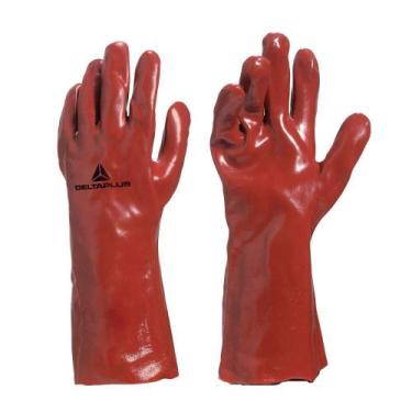 Imagem de Luva de pvc lisa com forro de algodão 35 cm vermelha GG - Delta Plus