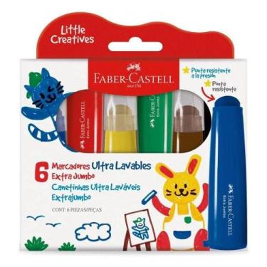 Imagem de Canetinha Hidrográfica Little Creatives Extra Jumbo 6 Cores - Faber Ca