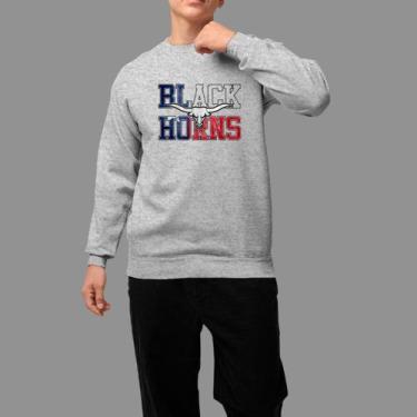 Imagem de Moletom Gola Careca Basico Masculino Moda Country Inverno Blusa De Fri