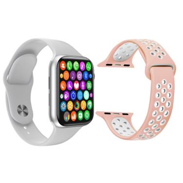 Imagem de Kit 1 Smartwatch Iwo8 Lite Plus Branco + 1 Pulseira Rosa