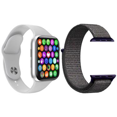 Imagem de Kit Smartwatch Iwo8 Lite Plus Branco + Pulseira Azul Marinho