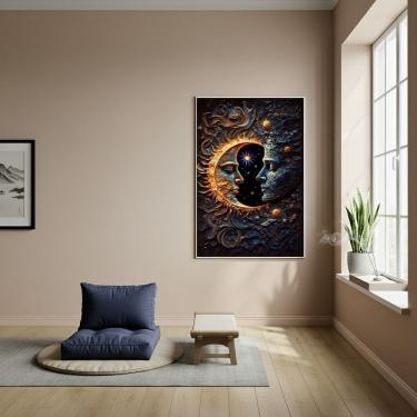 Imagem de Quadro Representação Artística do Sol e a Lua - 70x50cm