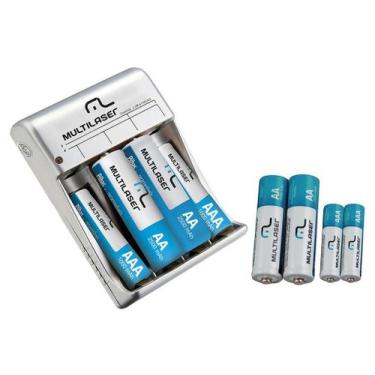 Imagem de Carregador de Pilhas Recarregáveis Multilaser - com 4 AAA e 4 AA