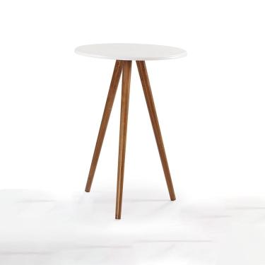 Imagem de Mesa de Apoio Grande Tripé Pé Palito Hannover - Branco/Imbuia Glazer