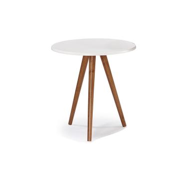 Imagem de Mesa de Apoio Pequena Tripé Pé Palito Hannover - Branco/Imbuia Glazer