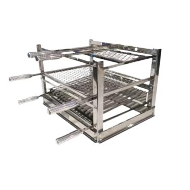 Imagem de Suporte Grill Manual Churrasqueira Grelhas + Espetos 60x51,5cm Inox