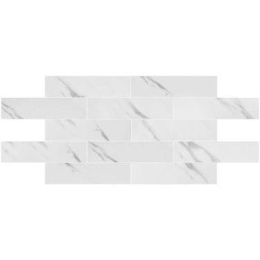 Imagem de Tijolinho Marmore Branco Jazz Adesivo Flexivel p Parede 30x7,5cm - 12 