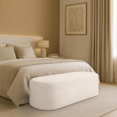 Imagem de Puff Recamier Paris 160 cm Estofado para Quarto Queen Linho Premium - 