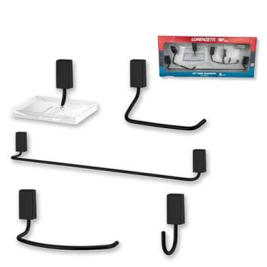 Imagem de Kit 5 Acessórios Lorenzetti LorenWay B30 Preto Porta Toalha E Sabonete