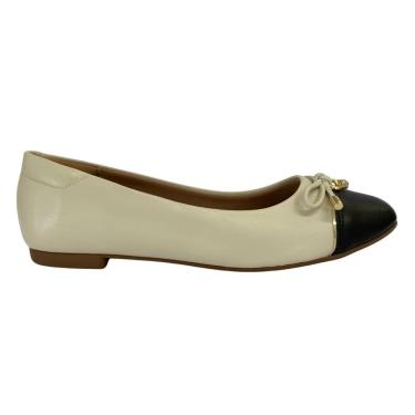Imagem de Sapatilha Beira Rio 4267212 Feminino Off White/Preto bico redondo