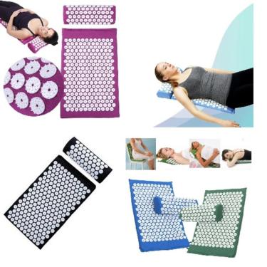 Imagem de Tapete de Acupuntura para Yoga com Travesseiro Colchonete Kit Desempenho Diário Durabil...