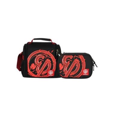 Imagem de Kit Enaldinho Escolar Lancheira Térmica + Estojo Box Oficial, Vermelho