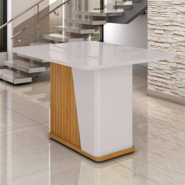 Imagem de Mesa de Madeira Harmonia 120 Cm com Vidro Naturallle/Off White - Móveis Bechara