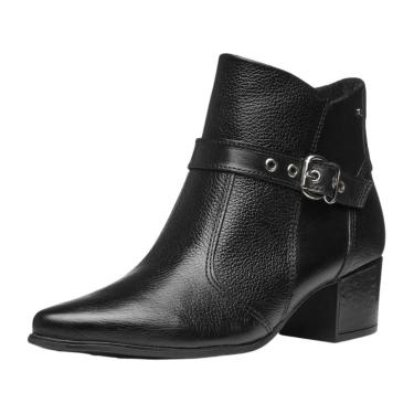 Imagem de Bota Feminino Couro Conforto Facil Calce Peça Metal Pegada