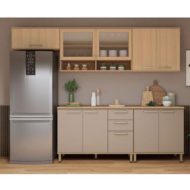 Imagem de Cozinha Compacta 100% Mdf 5 Pçs 280cm Duna Luciane Móveis Freijó-cinammon
