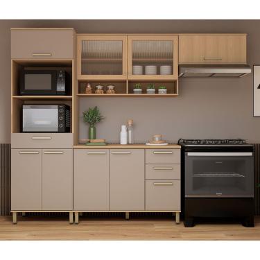 Imagem de Cozinha Compacta 100% Mdf 4 Pçs 270cm Duna Luciane Móveis Freijó-cinammon