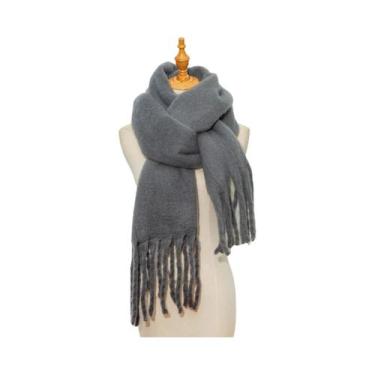 Imagem de Cachecol De Luxo Feminino Em Cashmere, Xale Grosso E Quente Com Franja