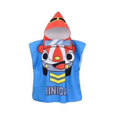 Imagem de Poncho De Banho Com Capuz Para Crianças De 80-120cm, Toalha De Microfi