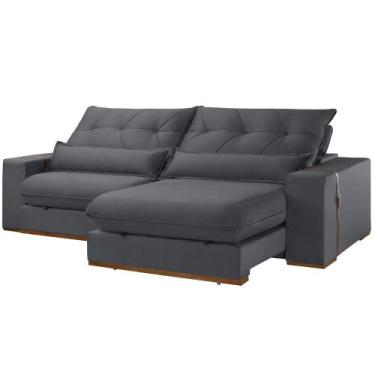 Imagem de Sofá 250 cm Braço 25 cm Retrátil e Reclinável Lake Meu Sofá Online, B0