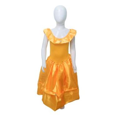 Imagem de Fantasia Princesa Longo Bela Florzinha Infantil Traje Festas - Brink M