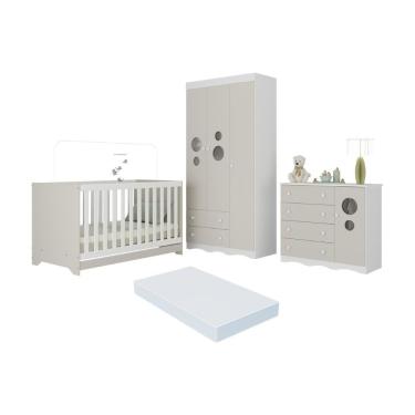 Imagem de Quarto de Bebê Completo com Berço Americano 3 em 1 Mp4639 4 Portas 6 Gavetas em MDP MDF...