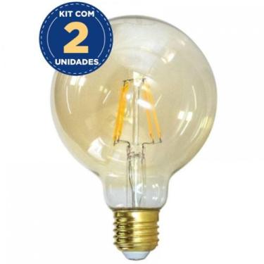 Imagem de Kit com 2 Lâmpada LED Globo Grande Retro Filamento G125 E27 4W 2200K B