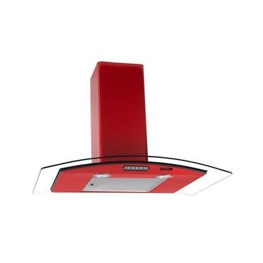 Imagem de Coifa de Parede Nardelli Vidro Curvo Slim Red 80cm Temperado com LED Vermelho 220V