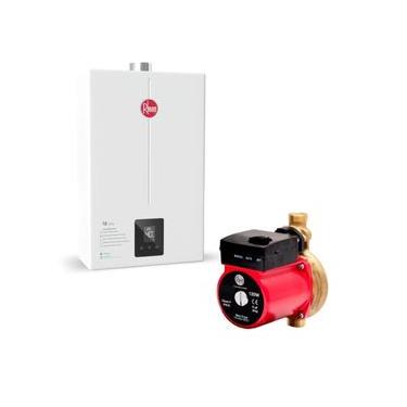 Imagem de Kit Aquecedor de Água 12L Gn de Passagem com Bomba 120W 110V Parede Rheem Bivolt