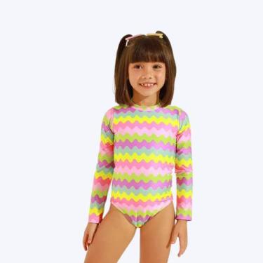 Imagem de Maiô Manga Longa Colorido Infantil Feminino Poah Noah 54938, Lavanda, 