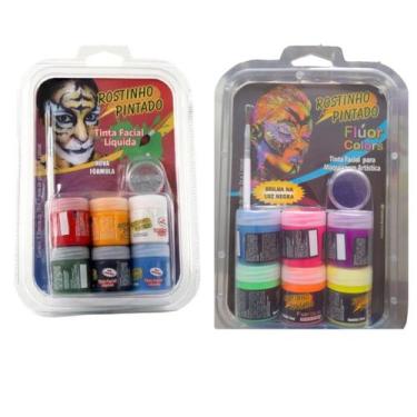 Imagem de 2 Kit Tinta Pintura Facial Festa Aniversario Crianças - Rostinho Pinta