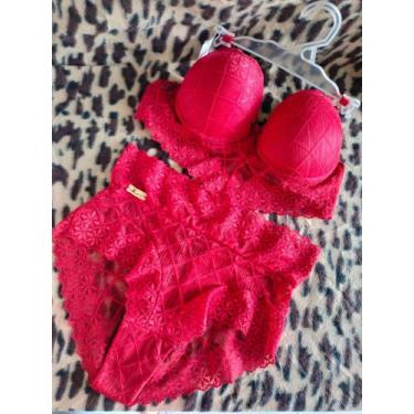 Imagem de Conjunto lingerie vermelha renda - RORO MODA ÍNTIMA 