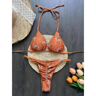 Imagem de Conjunto De Biquíni Sexy Feminino Em Cor Sólida, Moda Praia Triangular
