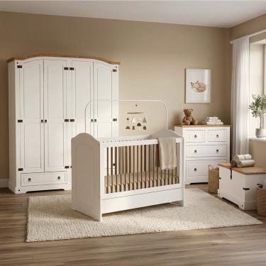 Imagem de Quarto para Bebê Completo 4 Peças Creme/Carvalho