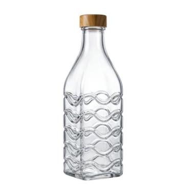 Imagem de Garrafa De Vidro 1l Transparente Agua Tampa Inox Hermética - CLICK HOU