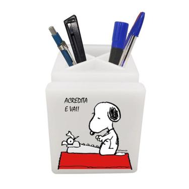 Imagem de Organizador de Mesa Iluminado Peanuts - Snoopy com Iluminação LED e Compartimentos para Organização 11,5CM Branco
