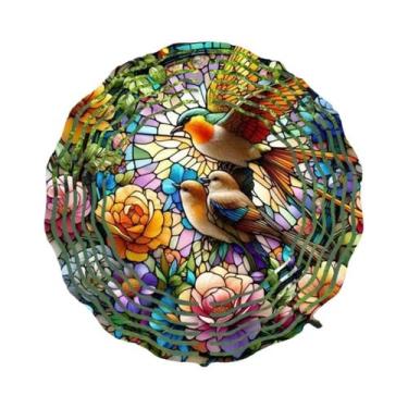 Imagem de Sino De Vento Metálico Colorido Com Mandala Floral De Beija-flor Para 