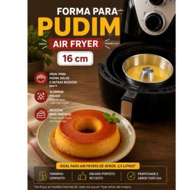 Imagem de Forma de Pudim para Air Fryer 16cm com Furo Alumínio Polido - Panela e