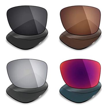 Imagem de 4 pares de lentes polarizadas de substituição da Mryok para óculos de sol Oakley Jupiter Squared – Stealth Black/Bronze Brown/Silver Titanium/Midnight Sun