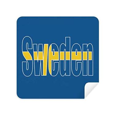 Imagem de Tecido de camurça com nome da bandeira da Suécia, pano de limpeza de tela de telefone, 2 peças